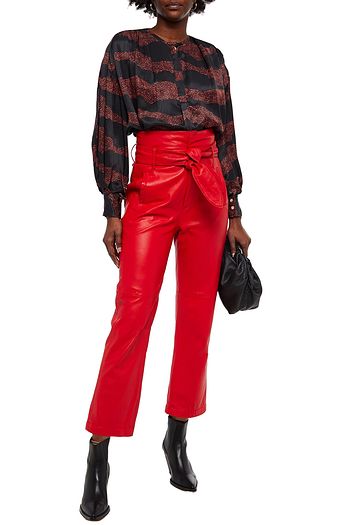 ISABEL MARANT Pleated printed satin-jacquard blouse