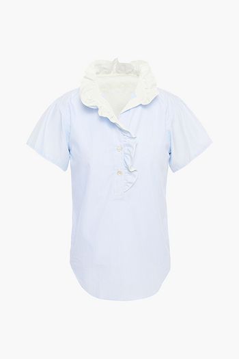 ISABEL MARANT Ruffled striped cotton-poplin shirt