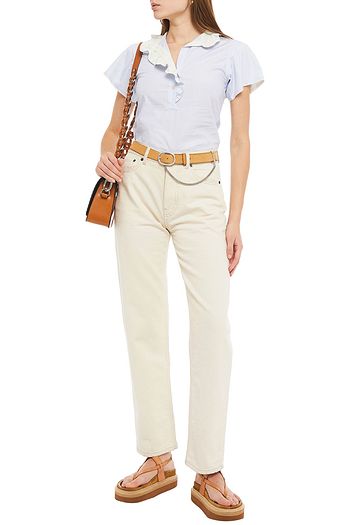 ISABEL MARANT Ruffled striped cotton-poplin shirt