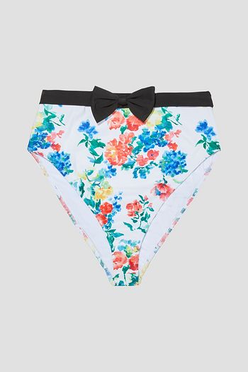CAROLINE CONSTAS Gale bow-embellished floral-print high-rise bikini briefs