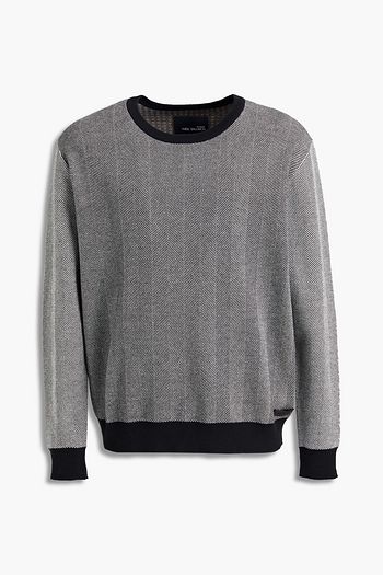 YVES SALOMON Paneled jacquard-knit cotton sweater