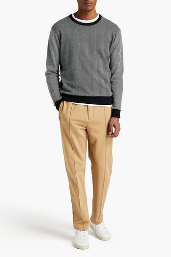 YVES SALOMON Paneled jacquard-knit cotton sweater