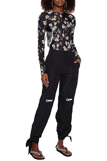 OFF-WHITE™ Printed crinkled-shell tapered pants
