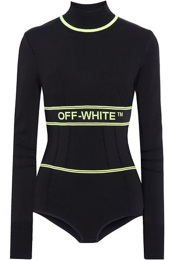 OFF-WHITE™ Jacquard-trimmed stretch-knit bodysuit