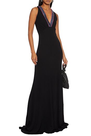 ETRO Embellished gathered jacquard-knit gown