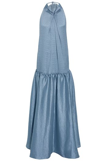 ROLAND MOURET Ventana pleated metallic cloqué gown