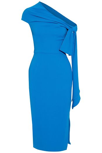 ROLAND MOURET Howe off-the-shoulder knotted crepe midi dress
