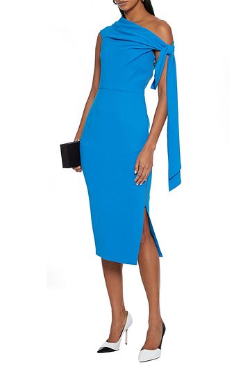 ROLAND MOURET Howe off-the-shoulder knotted crepe midi dress