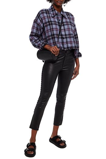ISABEL MARANT Cropped whipstitched leather skinny pants