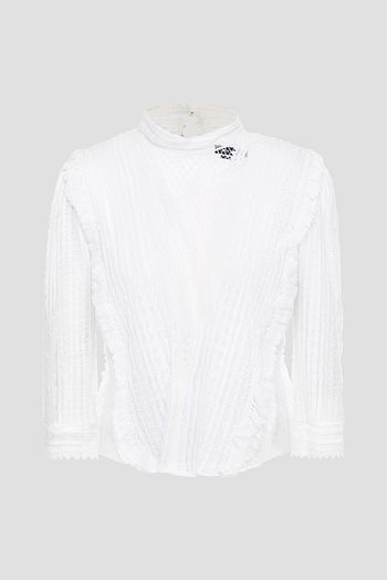 ISABEL MARANT Crochet-paneled pintucked ramie-lace top