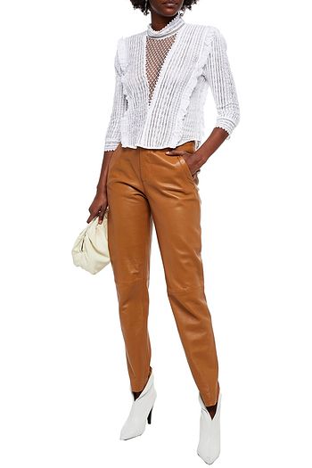 ISABEL MARANT Crochet-paneled pintucked ramie-lace top