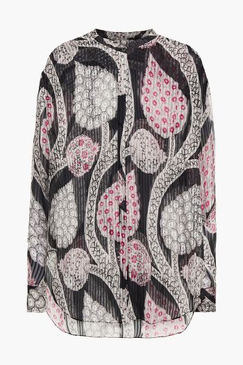 ISABEL MARANT Gathered printed silk-voile blouse