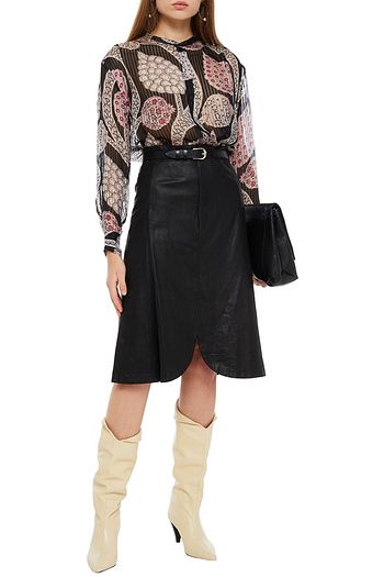 ISABEL MARANT Gathered printed silk-voile blouse