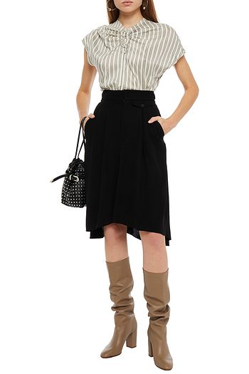 ISABEL MARANT Ruffle-trimmed striped sateen top