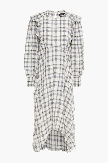 ISABEL MARANT Adonis ruffled checked cupro-blend seersucker dress
