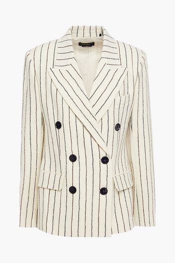 ISABEL MARANT Eleigh double-breasted striped wool and linen-blend bouclé-tweed blazer