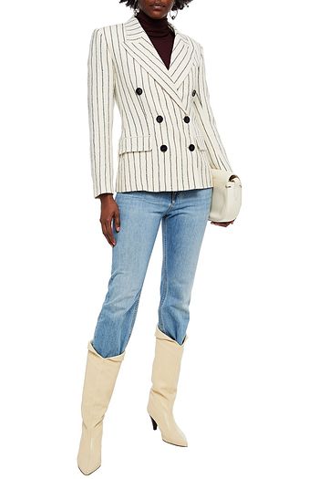 ISABEL MARANT Eleigh double-breasted striped wool and linen-blend bouclé-tweed blazer