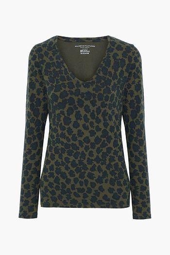 MAJESTIC FILATURES Printed stretch cotton and cashmere-blend jersey top