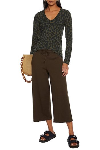 MAJESTIC FILATURES Printed stretch cotton and cashmere-blend jersey top