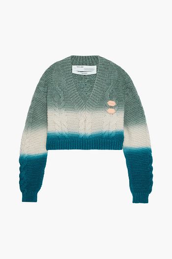 OFF-WHITE™ Cropped dégradé cable-knit wool and cashmere-blend sweater