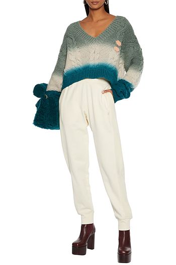 OFF-WHITE™ Cropped dégradé cable-knit wool and cashmere-blend sweater
