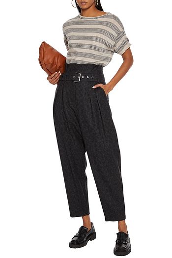 BRUNELLO CUCINELLI Metallic striped wool and cashmere-blend top
