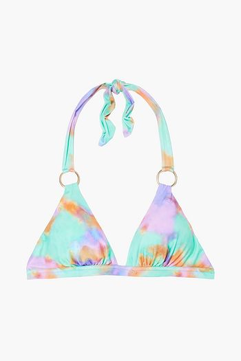 VIX PAULA HERMANNY Bardot embellished tie-dyed triangle bikini top
