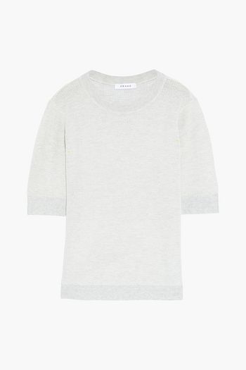 FRAME 70s waffle-knit wool and silk-blend sweater