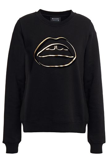 MARKUS LUPFER フロック加工 プリント コットンフリース スウェットシャツ