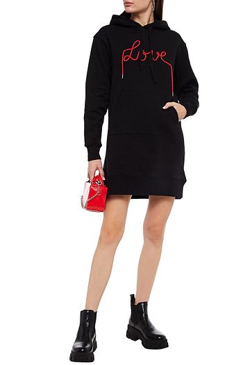 MARKUS LUPFER Hollie appliquéd cotton-fleece hooded mini dress