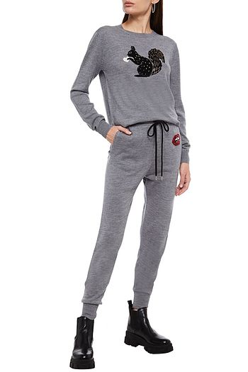 MARKUS LUPFER Daria Lara Lip sequin-embellished merino wool track pants