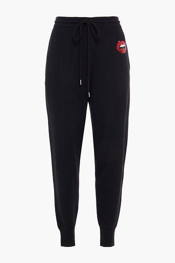 MARKUS LUPFER Sequin-embellished merino wool track pants