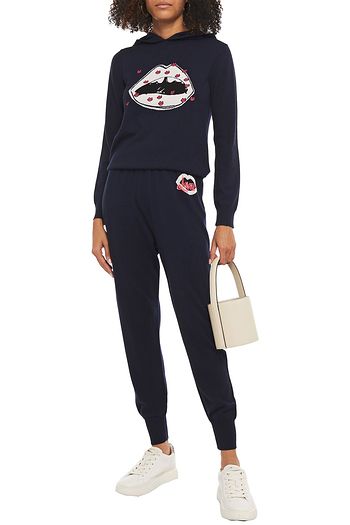 MARKUS LUPFER Mia sequin-embellished intarsia merino wool track pants