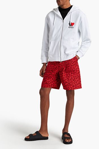 KENZO Hoodie aus Baumwollfleece mit Reißverschluss und Stickereien