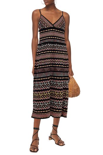 M MISSONI Midi-Strickkleid in Häkeloptik mit Metallic-Effekt