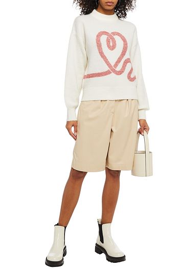 MARKUS LUPFER Christina embroidered intarsia-knit sweater