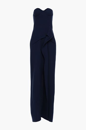 ROLAND MOURET Asham strapless draped wool-crepe gown