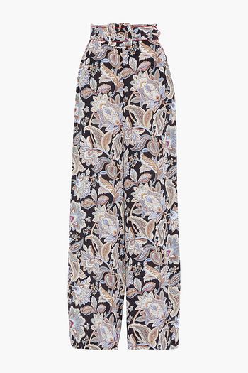 ZIMMERMANN Belted printed silk crepe de chine wide-leg pants