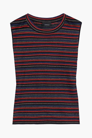AKRIS Striped open-knit silk-blend top