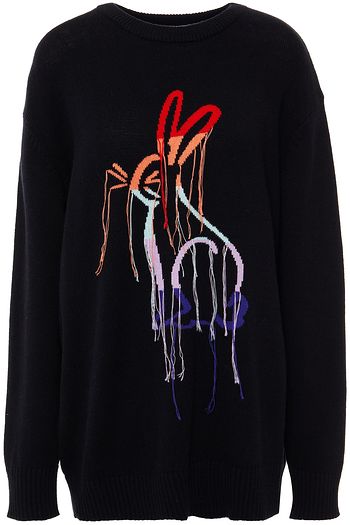 MARKUS LUPFER Dani embroidered intarsia cotton and cashmere-blend sweater