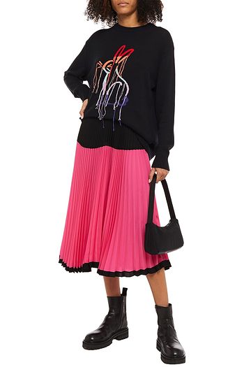 MARKUS LUPFER Dani embroidered intarsia cotton and cashmere-blend sweater