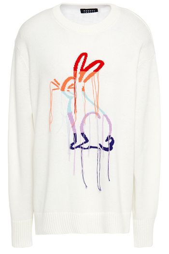 MARKUS LUPFER Dani embroidered intarsia cotton and cashmere-blend sweater