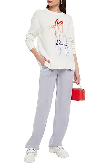 MARKUS LUPFER Dani embroidered intarsia cotton and cashmere-blend sweater