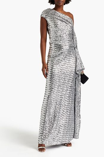ROLAND MOURET Taishan one-shoulder drayed sequined mesh gown