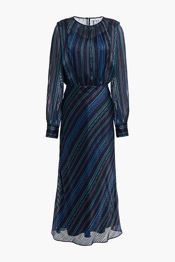 VERONICA BEARD Dita printed devoré-satin midi dress