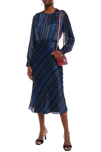 VERONICA BEARD Dita printed devoré-satin midi dress