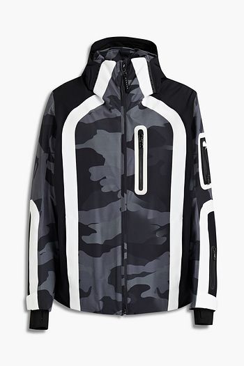 BOGNER Logo-appliquéd printed hooded ski jacket