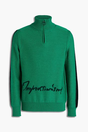 OFF-WHITE™ Two-tone jacquard-knit wool sweater