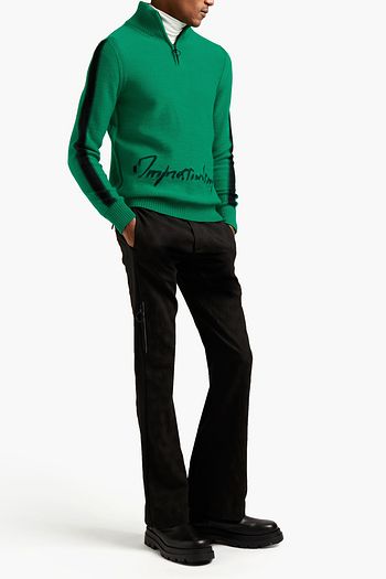 OFF-WHITE™ Two-tone jacquard-knit wool sweater