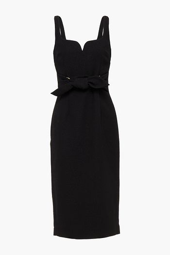 REBECCA VALLANCE Francesca bow-embellished textured-crepe midi dress
